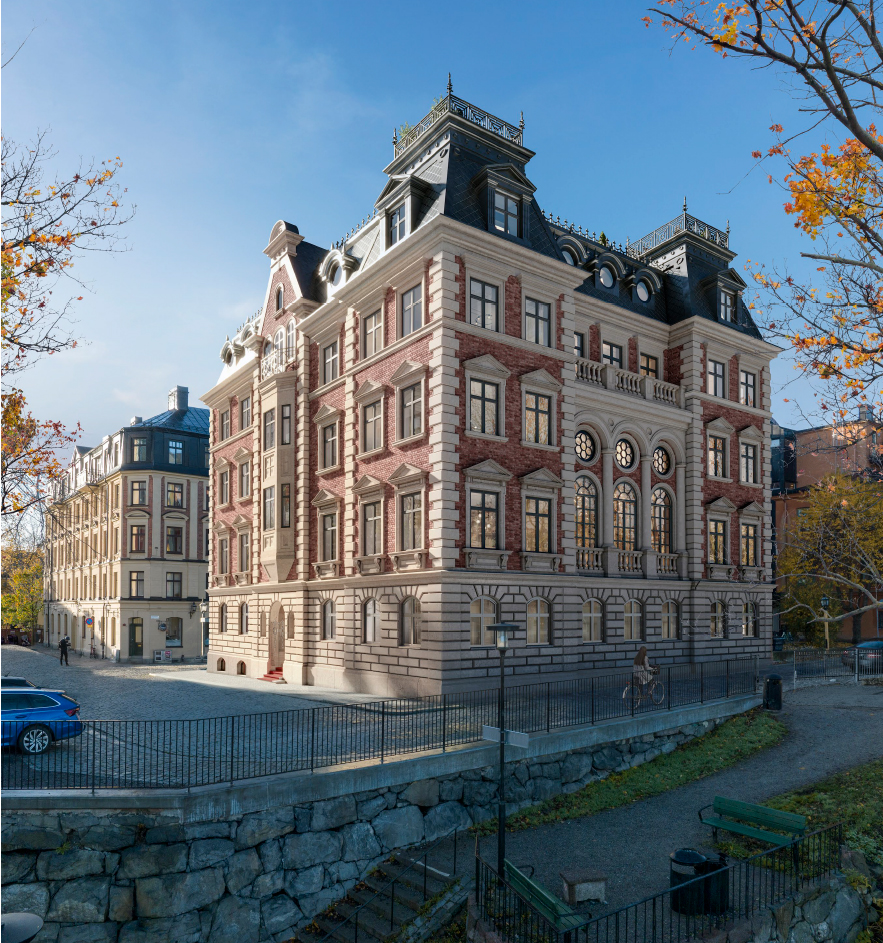 Visionsbild av huvudförslaget av Tradition arkitekter för Fiskargatan, Södermalm