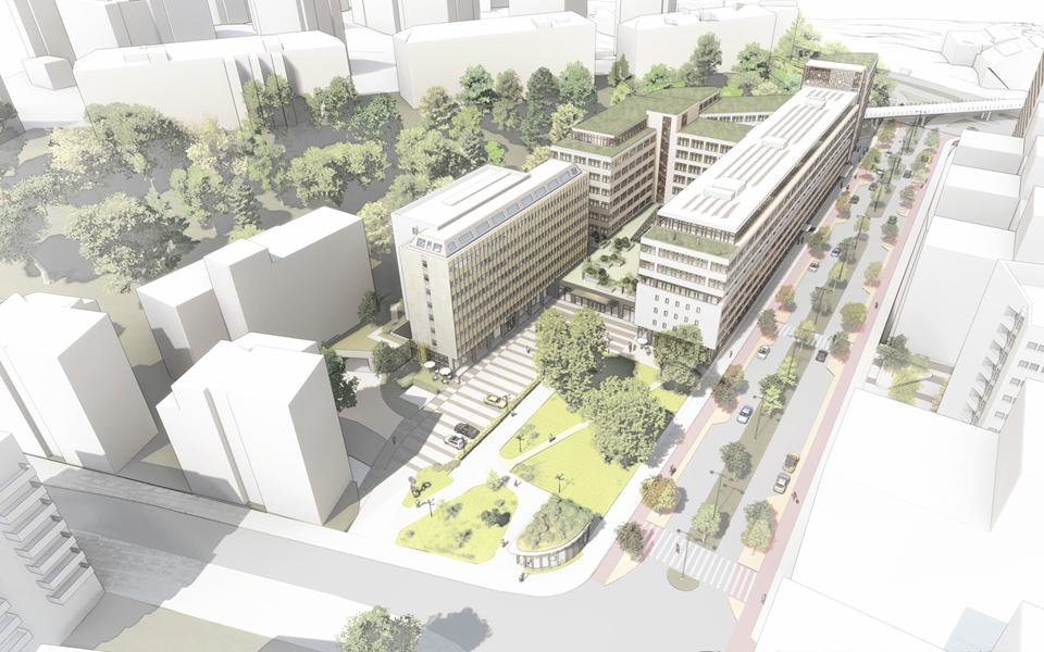 Ny stadsmiljö vid Tegeluddsvägen, på Smedsbacken
